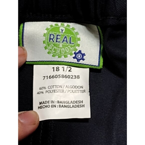 Real School School Uniform 18 1/2 Navy Girls Plus Flat Front Low Rise Pant‎ - Picture 3 of 5